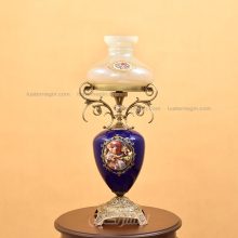 چراغ رومیزی برنجی  پرنسس ایتالیا بزرگ آنتیک چینی سورمه‌ای کد  103001019